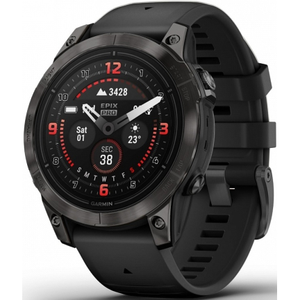 Garmin Epix Pro (Gen 2) Sapphire Edition 47 mm Carbon Gray Dlc Titanium With Black Band (010-02803-11)